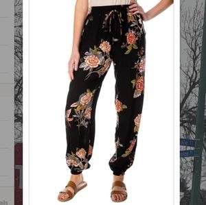 Black floral joggers